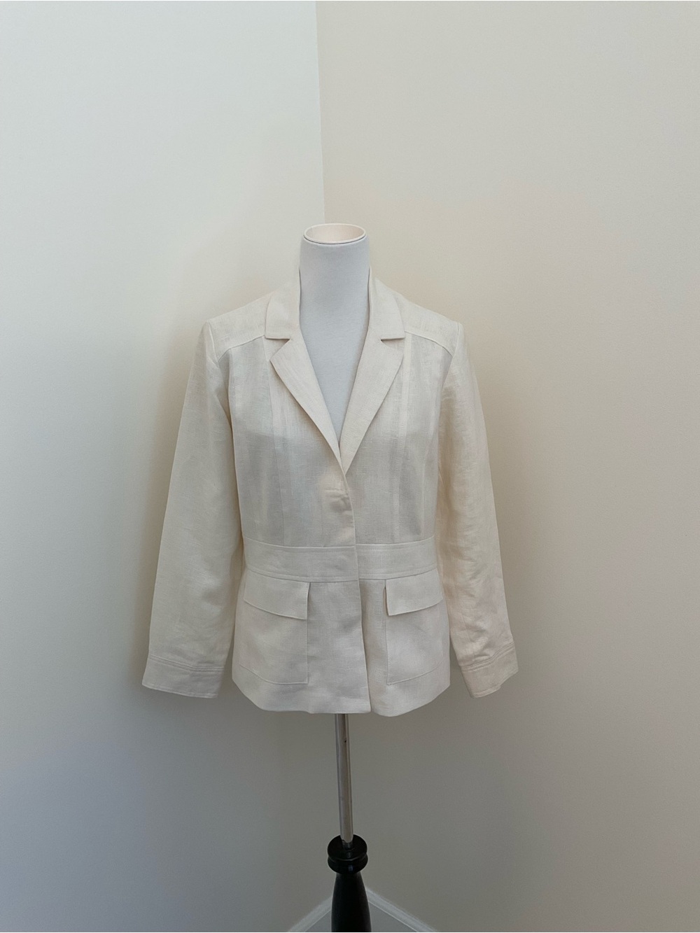 NWT Coldwater Creek Cream Linen Snap-Front Utility Jacket